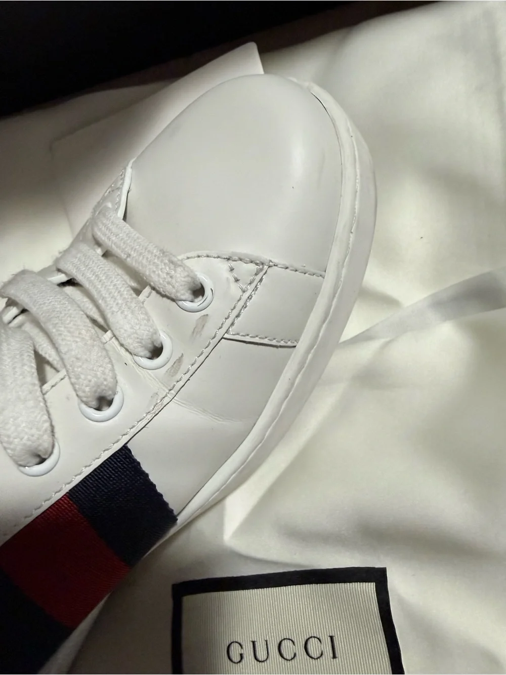 Gucci Ace Leather Web Stripe Sneakers – Men’s Size 7G (US 7) Authentic
